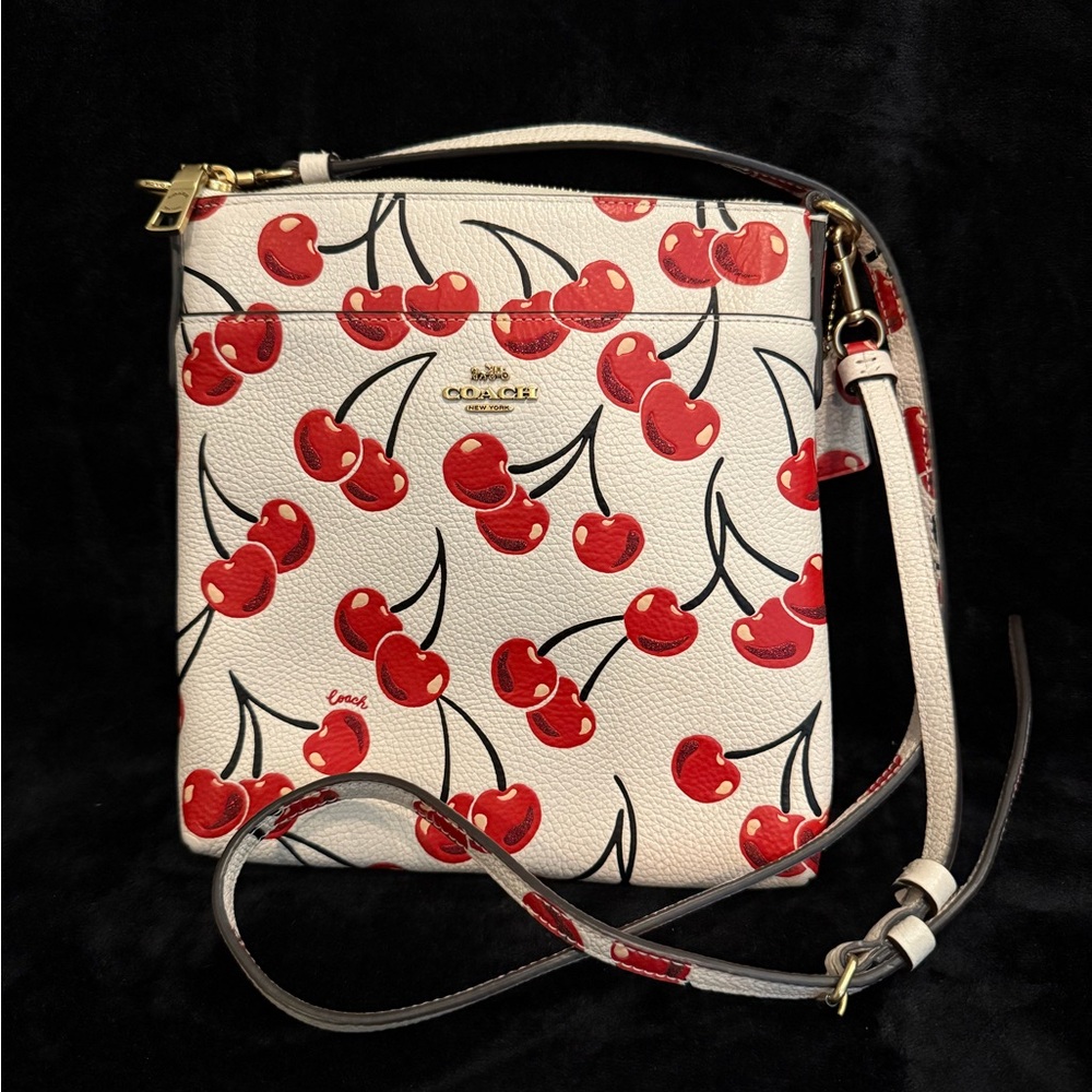 Coach Cherry Print Crossbody Bag - White and Red